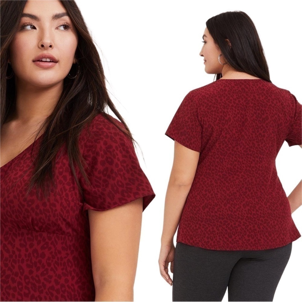Torrid Chablis Button-Front Top In Red Multi Chee… - image 2